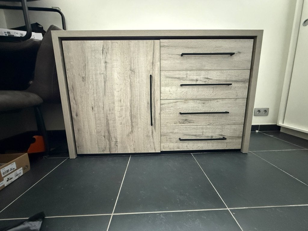 Commode slaapkamer/hal, Ophalen, 100 tot 150 cm, Eikenhout, Met lade(s)
