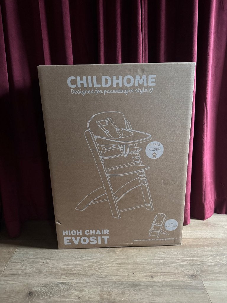 NIEUWE Childhome Evosit Kinderstoel in doos, Kinderen en Baby's, Kinderstoelen, Nieuw, Meegroeistoel, Aanschuifbaar, Afneembaar eetblad