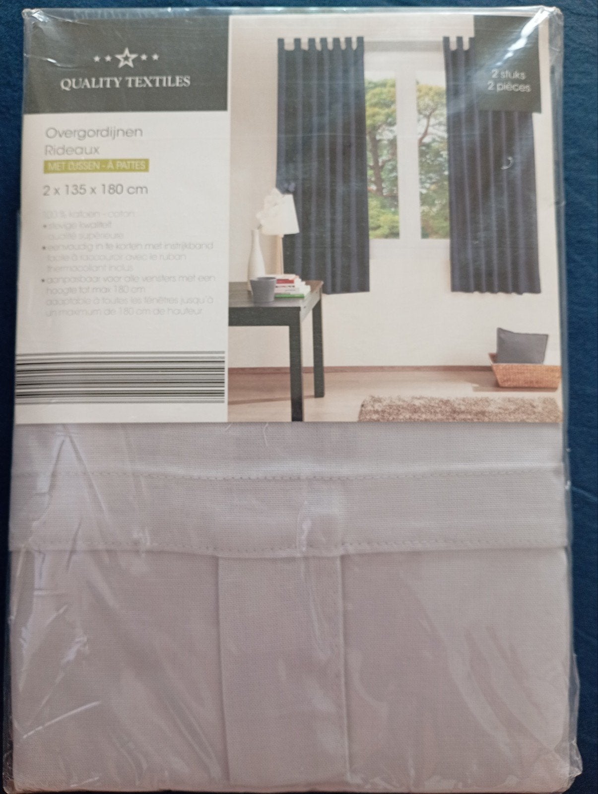 Nieuw in verpakking: Quality Textiles overgordijnen met luss, Ophalen, Beige, Gordijn, In te korten