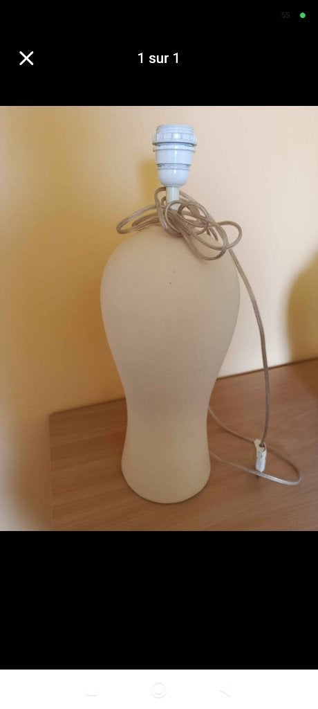 Lampe céramique beige design original d'occasion, Maison & Meubles, Beige, Céramique, Enlèvement, Utilisé