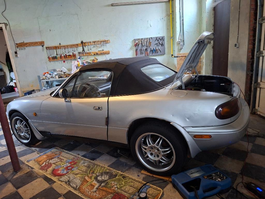 Mazda MX-5, Auto's, Mazda, Zwart, Cabriolet, Leder en Stof, Handgeschakeld