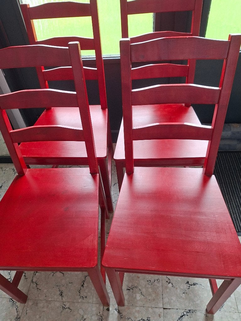 stoelen Ikea, Maison & Meubles, Chaises, Enlèvement, Utilisé, Rouge, Bois