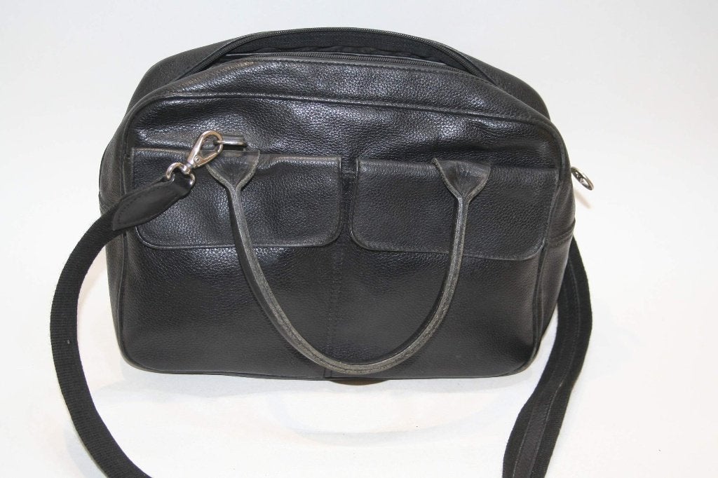 Longchamp hand / schoudertas zwart generfd leder TOP staat, Handtassen en Accessoires, Ophalen of Verzenden, Zo goed als nieuw