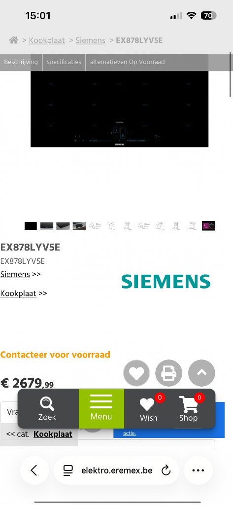 Siemens inductiekookplaat toonzaalmodel, Elektronische apparatuur, Ophalen, Nieuw, 4 kookzones, Inbouw