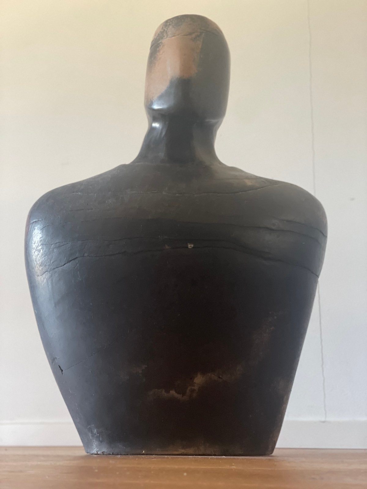 Handgemaakte terracotta buste, Antiek en Kunst, Ophalen, 72 cm, Steen/keramiek, Bruin