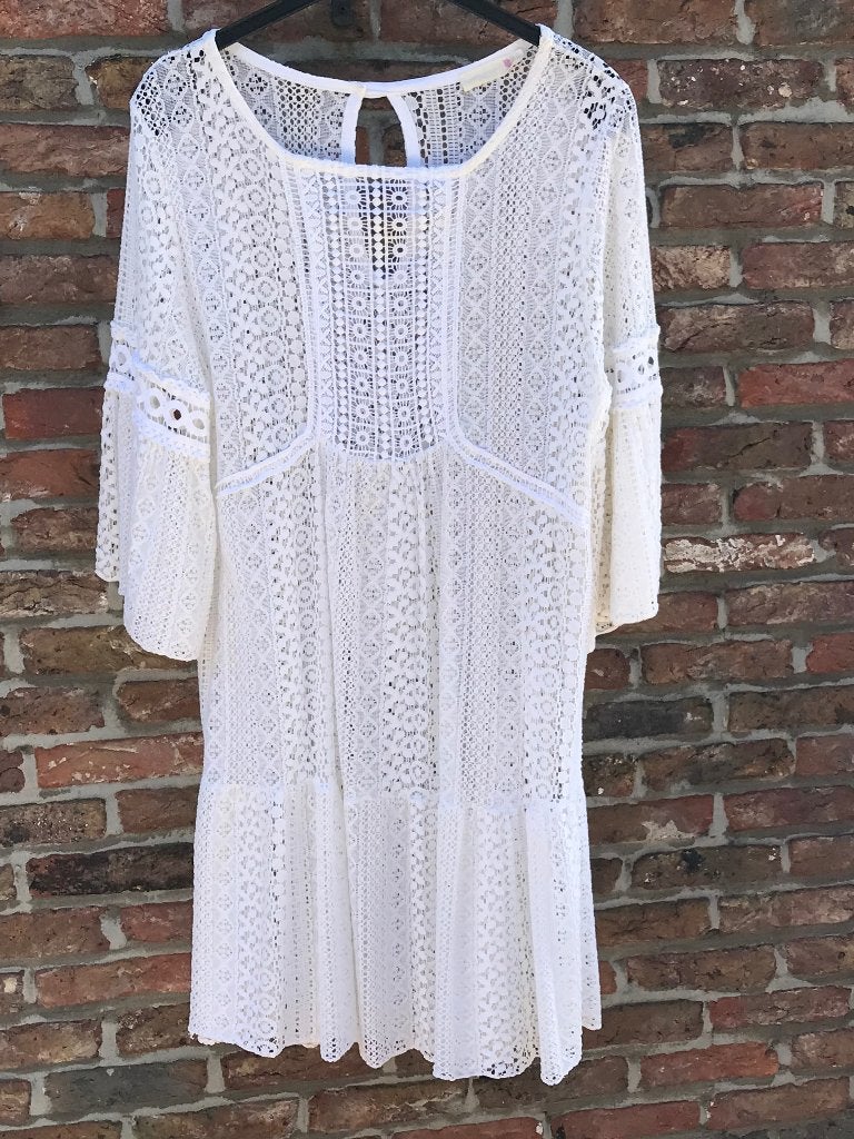 Kleedje in stretch kant, Kleding | Dames, Jurken, Maat 38/40 (M), Wit, Nieuw, Knielengte