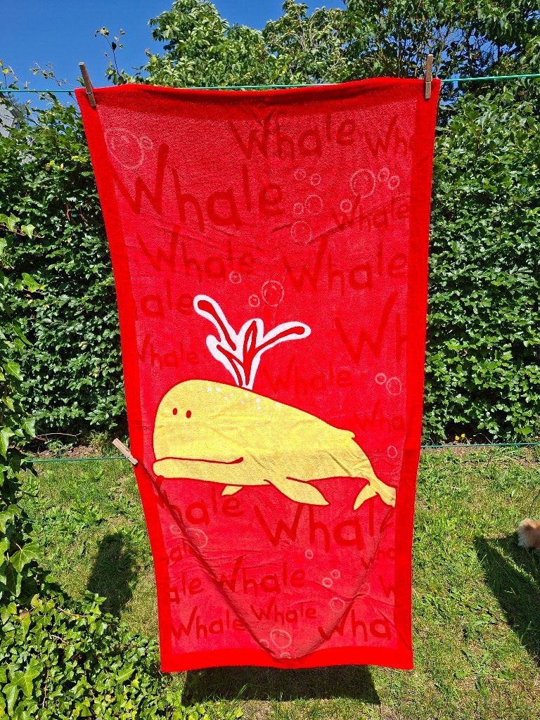 Strandlaken met walvis print, 135cm, Ophalen, Zo goed als nieuw