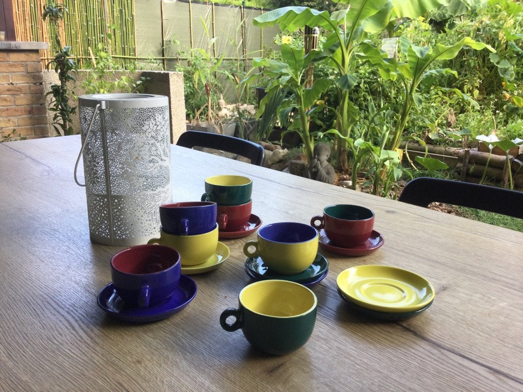 Set van 8 Tasjes en 8 bordjes te koop, Huis en Inrichting, Gebruikt, Overige merken, Ophalen of Verzenden, Overige stijlen