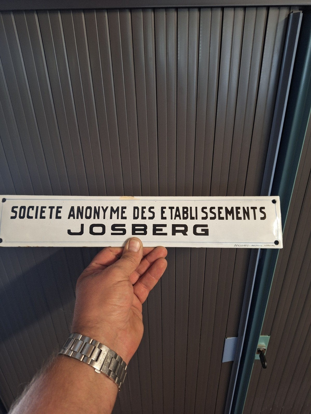 Plaque émaillée vers 1930 sa josberg textile laine verviers, Enlèvement ou Envoi