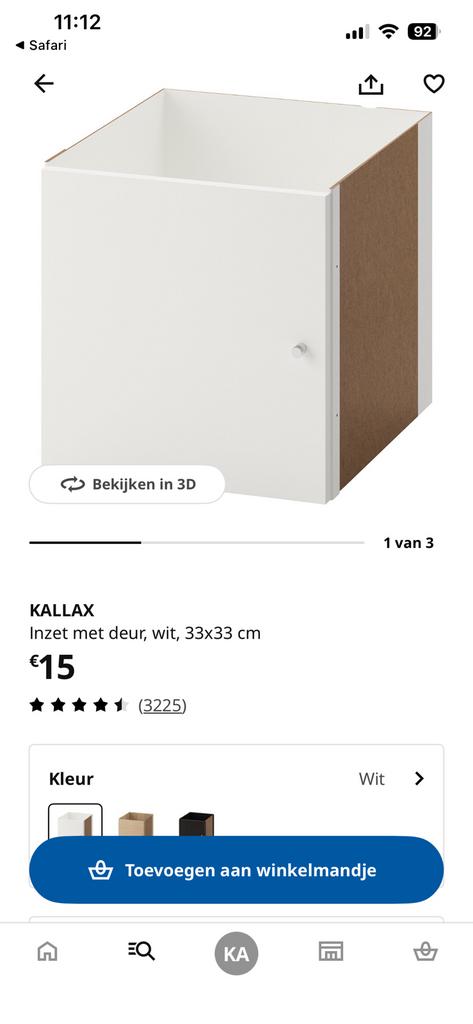 Kallax Ikea 20278167 Wit  2 stuks, Ophalen, Zo goed als nieuw, Doos
