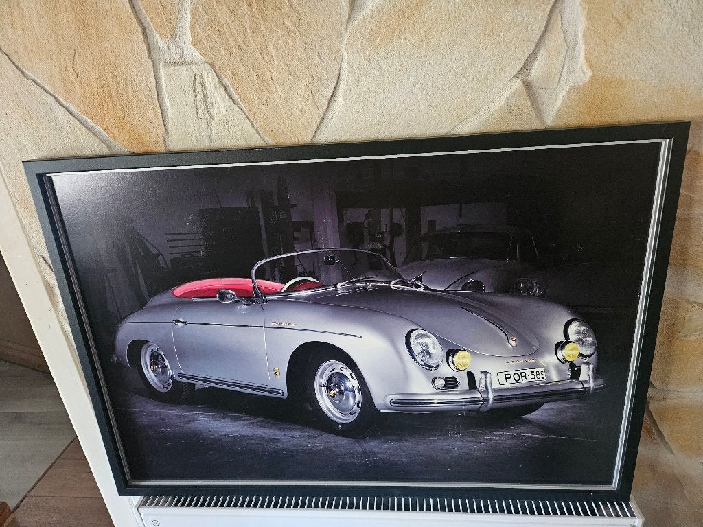 Grote Ingelijste Foto Porsche 356 Speedster 94x64cm, Maison & Meubles, 50 – 75, Enlèvement ou Envoi, Utilisé, Imprimé