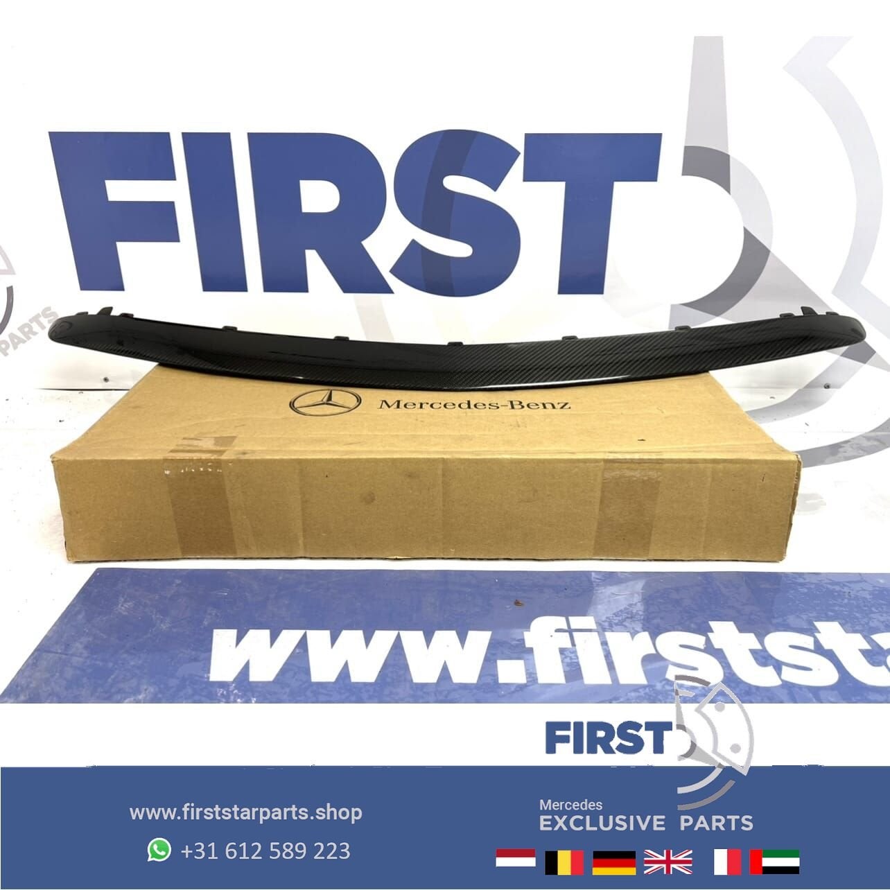 W213 E63 AMG CARBON SPOILER LIP Voorbumper ORIGINELE bumper, Gebruikt, -, Voor, Ophalen of Verzenden