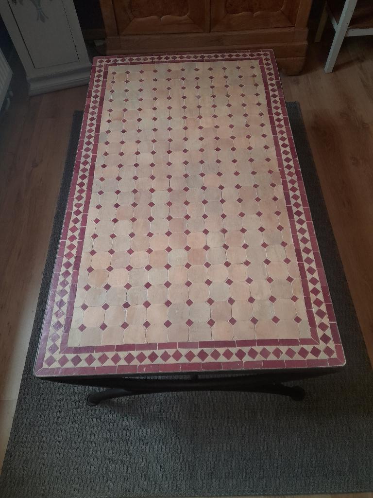 Salontafel met Marokkaans mozaïek, Huis en Inrichting, Ophalen, 100 tot 150 cm, Zo goed als nieuw, Marocaine