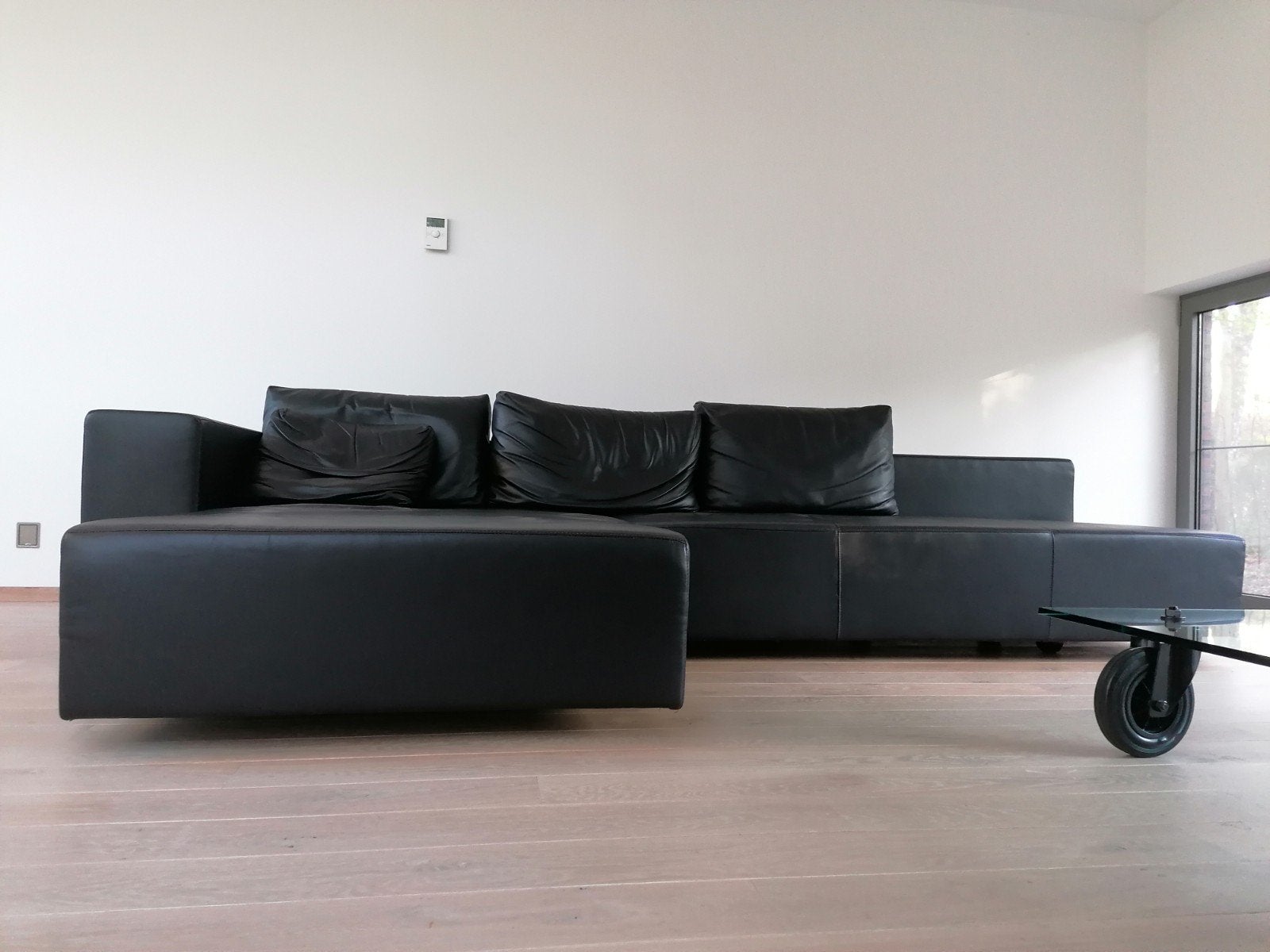 Zwart lederen modulaire zitbank van het merk Indera, Huis en Inrichting, Ophalen, Gebruikt