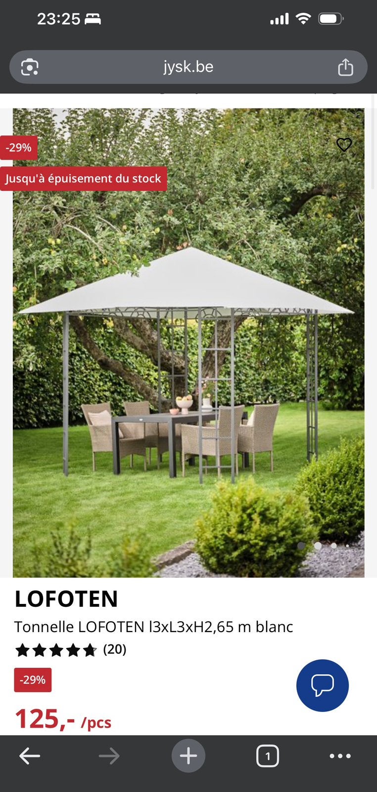 Tonnelle LOFOTEN l3xL3xH2,65 m blanc, Jardin & Terrasse, Tente de réception, Moins de 4 mètres, Utilisé, 2 mètres ou plus