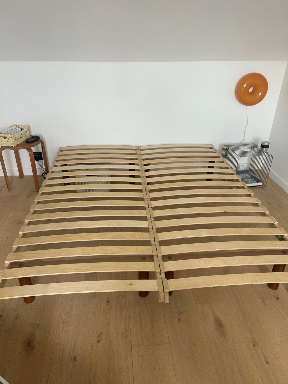 2 Lattenbodems + poten (2pers bed of 1 persoonsbed), Enlèvement, Comme neuf