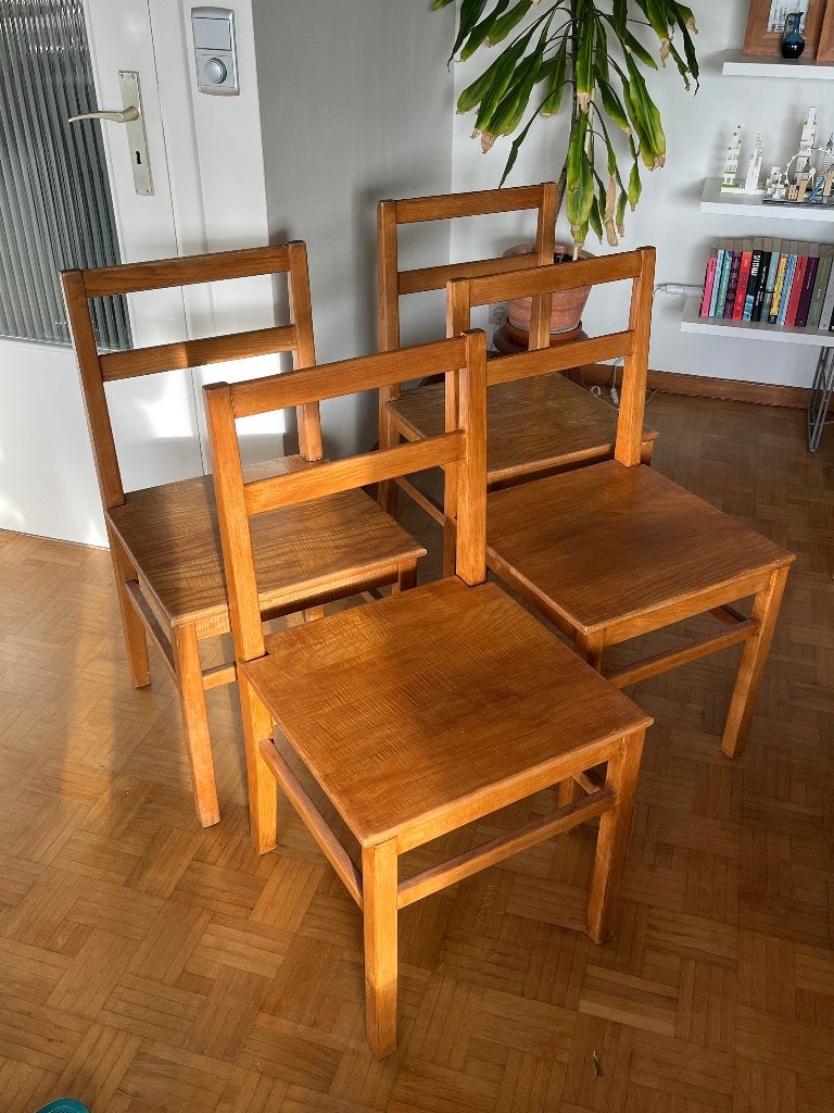 Vintage stoelen, Huis en Inrichting, Stoelen, Ophalen, Vier, Hout, Vintage, mid century