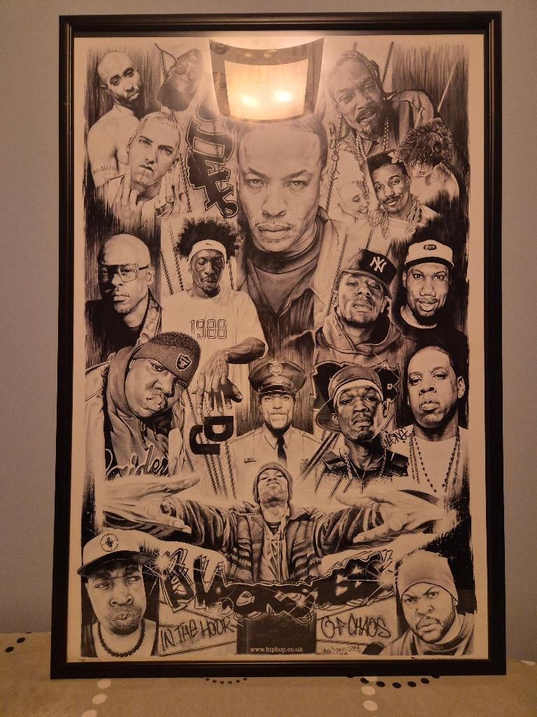 TE KOOP: POSTER BEKENDE RAPPERS, Ophalen, Rechthoekig Staand, Deurposter of groter, Zo goed als nieuw