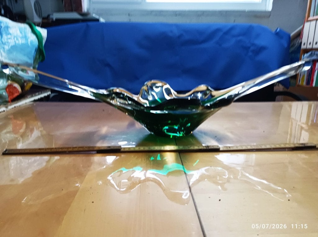 Fruitschaal van geblazen glas van Murano, Huis en Inrichting, Woonaccessoires | Vazen, Zo goed als nieuw, Groen, Glas, Ophalen