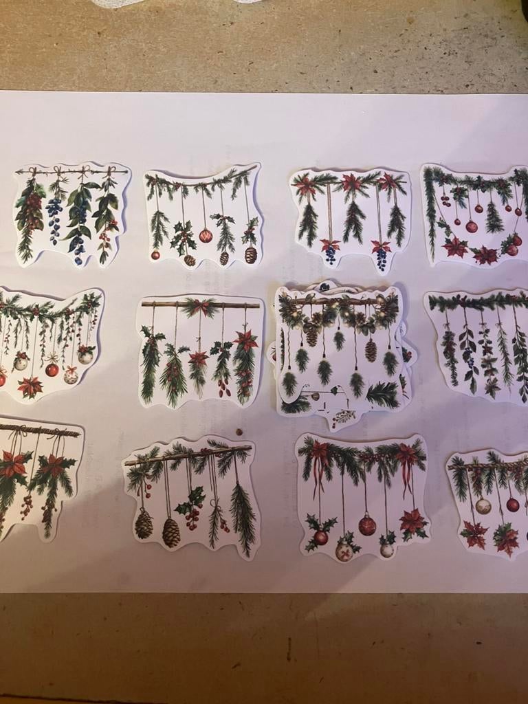 Scrapbooking 20 stickers kerst takken, Hobby en Vrije tijd, Scrapbooking, Ophalen, Nieuw