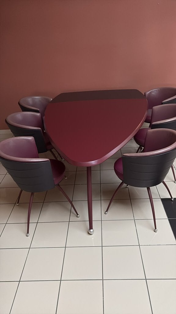 Leolux tafel met 6 stoelen, Vintage, 150 à 200 cm, Enlèvement, Utilisé