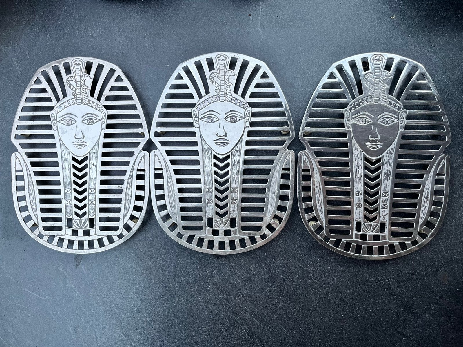 Vintage Nefertiti Pannenonderzetters (3x) - Silverplate, Antiek en Kunst, Ophalen of Verzenden