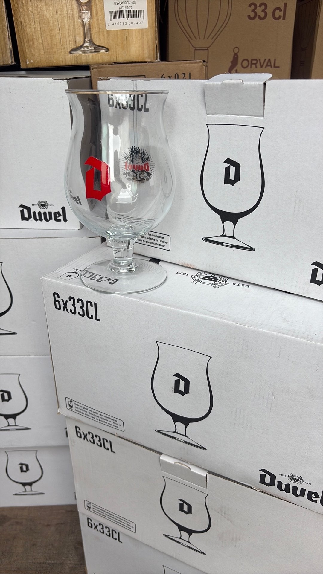 Doos van 6 duvel glazen NIEUWSTAAT, Verzamelen, Ophalen of Verzenden, Nieuw