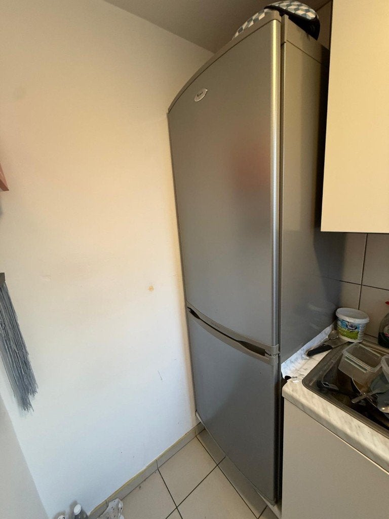 Whirlpool koelkast-diepvriescombinatie Zilvergrijs, Ophalen, Gebruikt, 50 tot 100 cm, 150 tot 200 cm