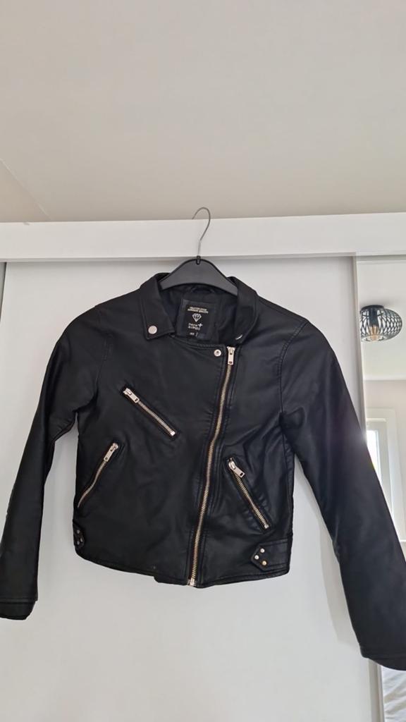 Zwart leer jasje maat 152, Kinderen en Baby's, Kinderkleding | Maat 152, Ophalen of Verzenden