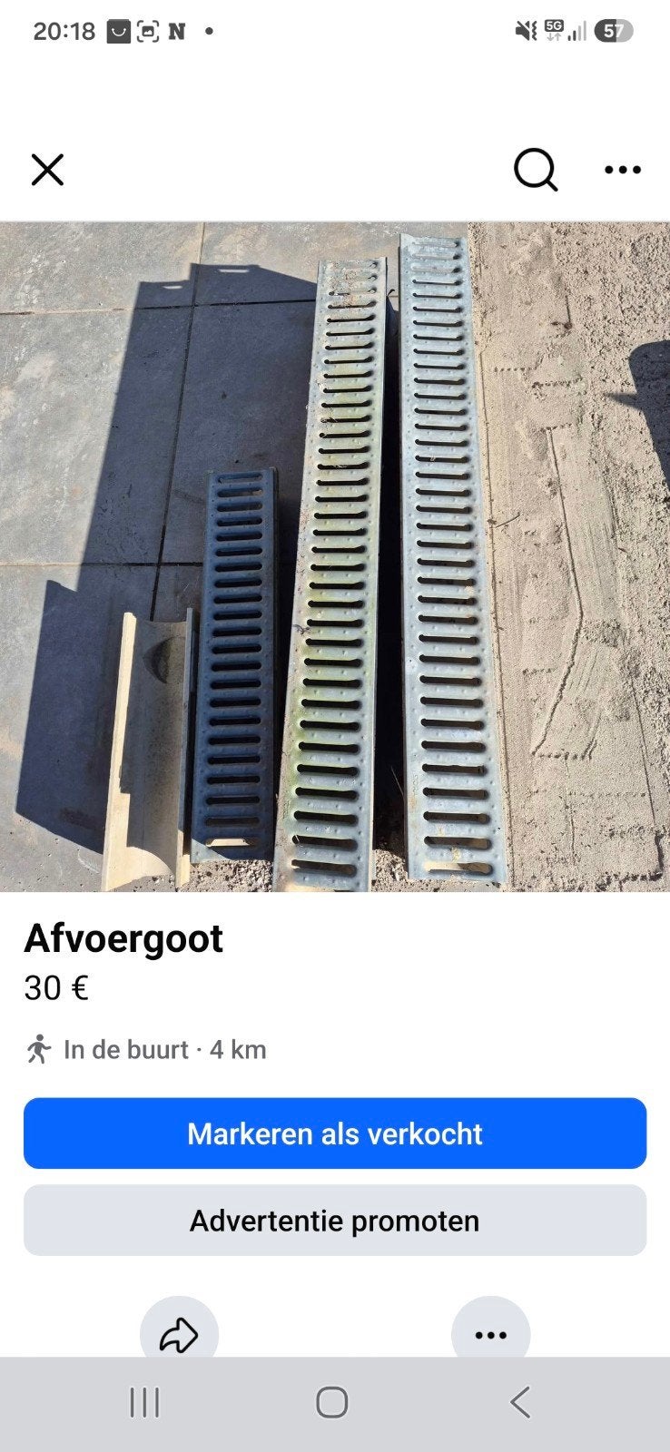 afvoergoten., Ophalen, Gebruikt