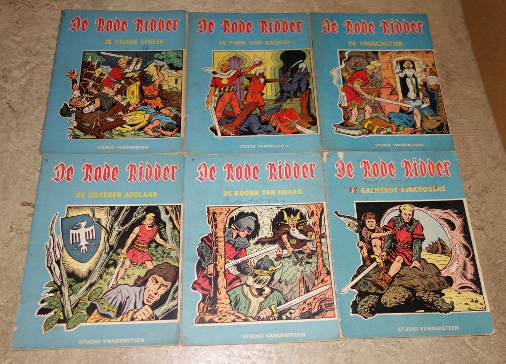 Verzameling De rode ridder stripalbums 1ste druk ongekleurd., Plusieurs BD, Envoi, Utilisé, Willy Vandersteen