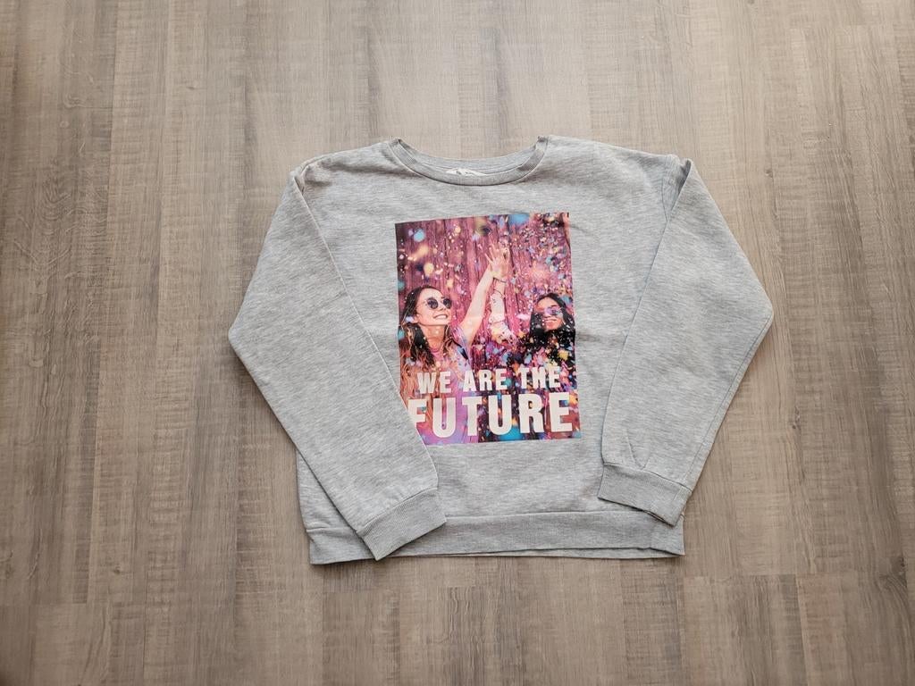 Trui / sweater grijs H&M maat 158 / 164, Meisje, Trui of Vest, Ophalen of Verzenden, Zo goed als nieuw