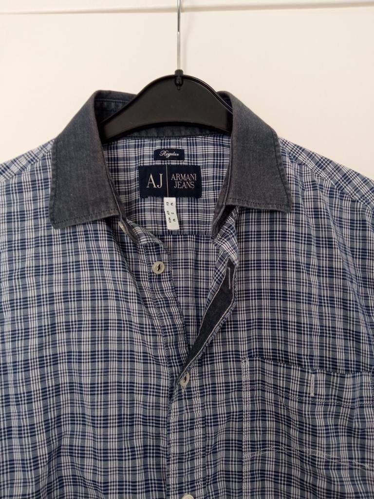 Armani Jeans overhemd Mt M geruit korte mouw nieuw, Ophalen of Verzenden, Nieuw, Armani Jeans, Halswijdte 39/40 (M)