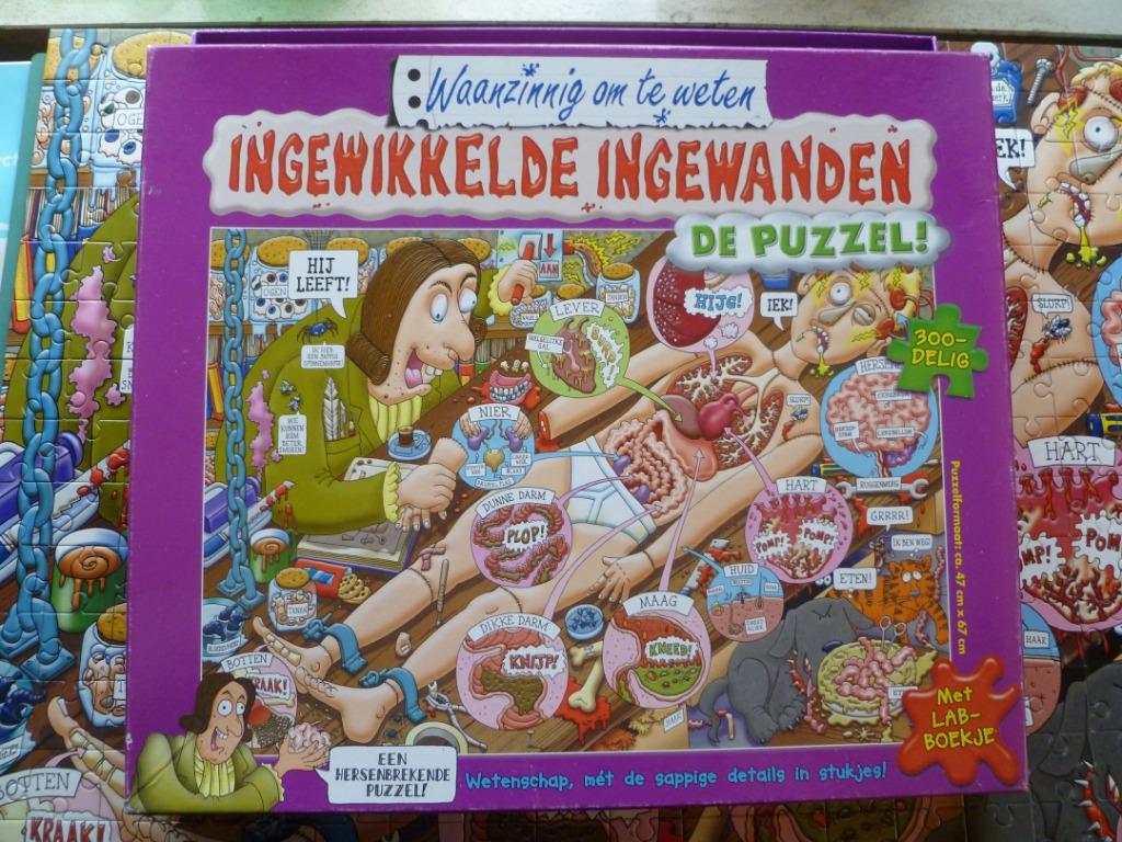 2x puzzel: Ingewikkelde ingewanden (waanzinnig om te weten), Ophalen of Verzenden, Meer dan 50 stukjes, Gebruikt, 6 jaar of ouder
