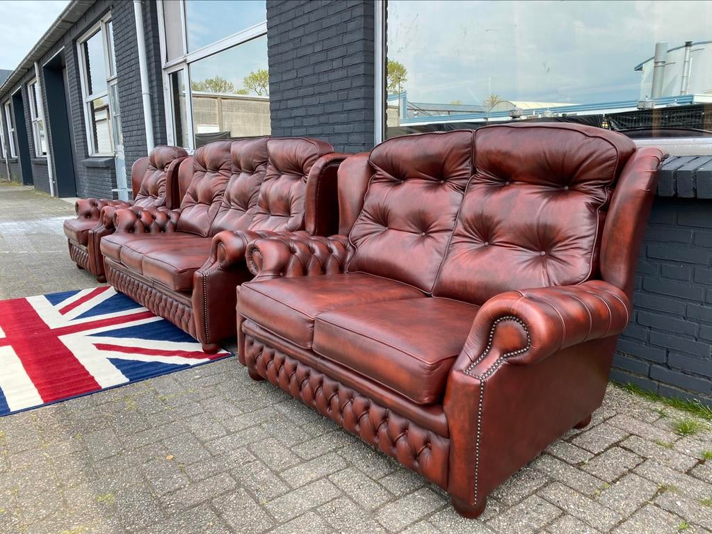 Springvale Chesterfield 3+2+1+poef zetels GRATIS GELEVERD, Antiek en Kunst, Ophalen of Verzenden