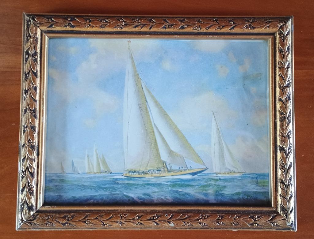 Oud kader met marinezicht, Ophalen