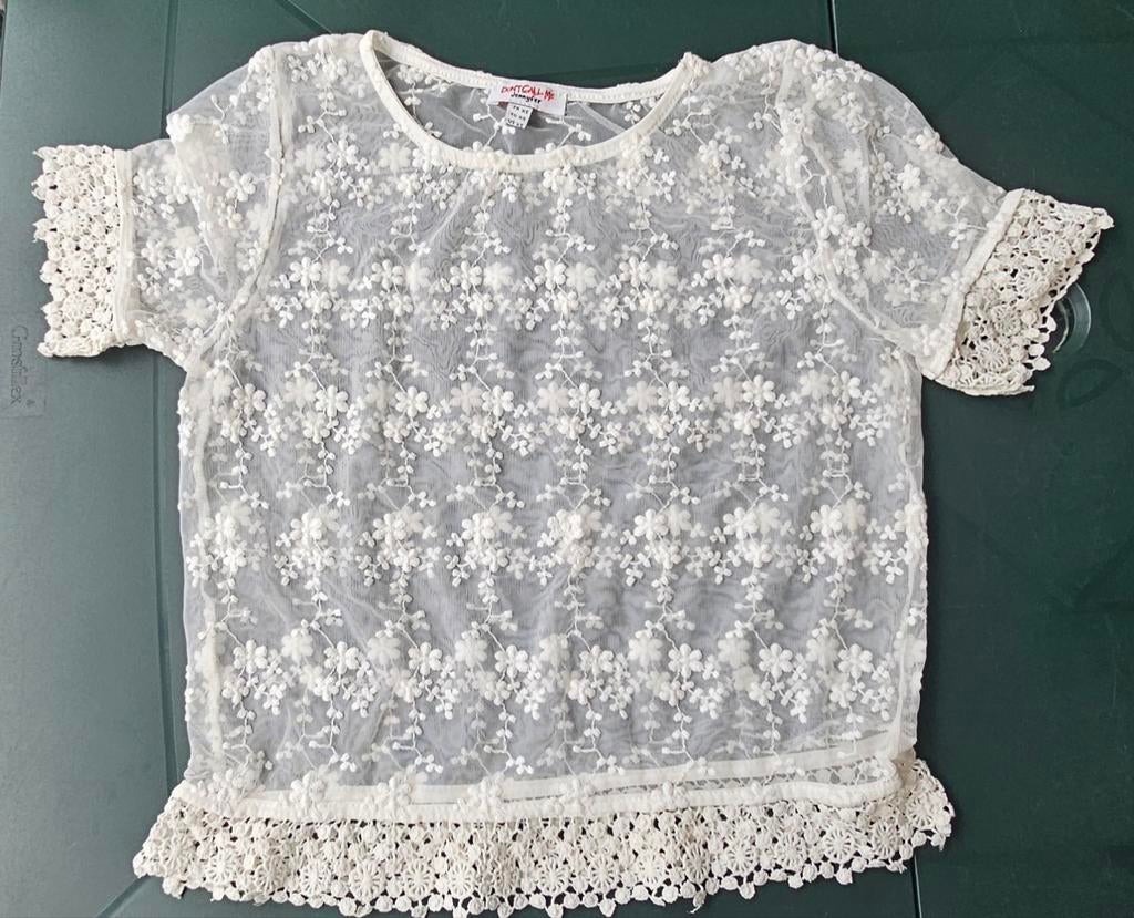 chemisier écru en dentelle XS avec Esprit, Zara, Lauren, Kor, Manches courtes, Enlèvement ou Envoi, Comme neuf, Taille 34 (XS) ou plus petite
