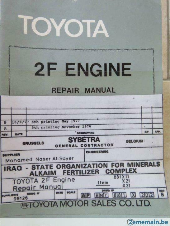 Toyota Land Cruiser 4.2l 6cyl 2F engine repair manual, Ophalen of Verzenden