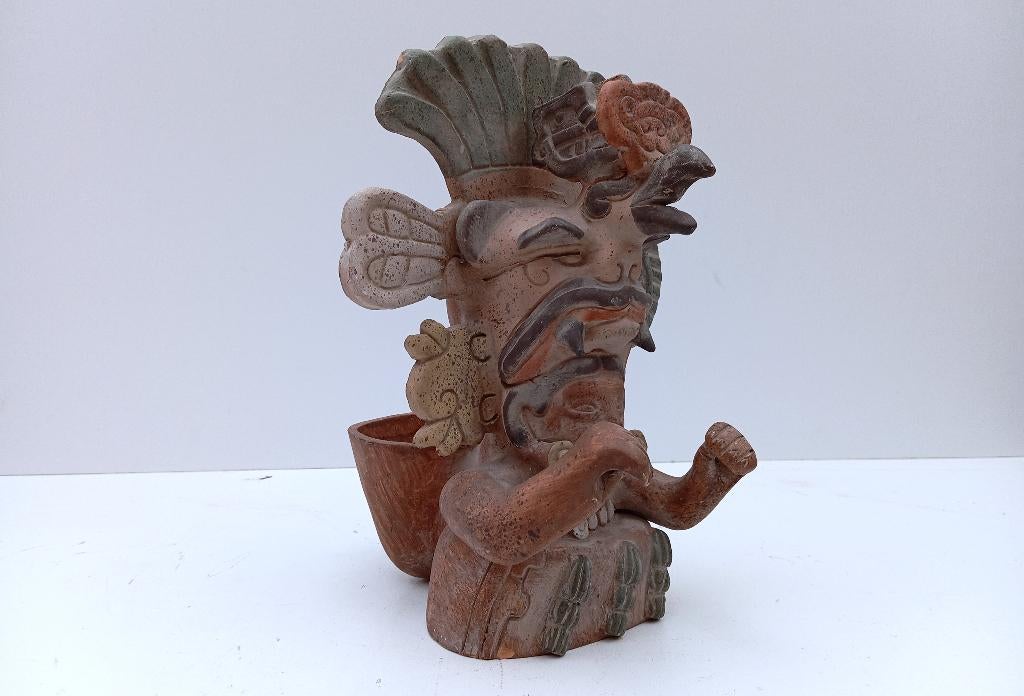 Zapotec Totemsculptuur Pitao Cozobi terracotta beeld, Antiek en Kunst, Ophalen of Verzenden