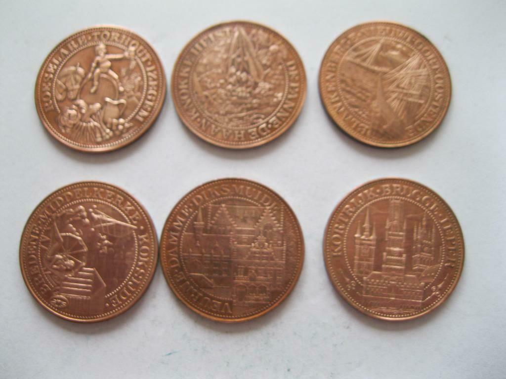 Gemeente penningen 6 stuks, Ophalen of Verzenden