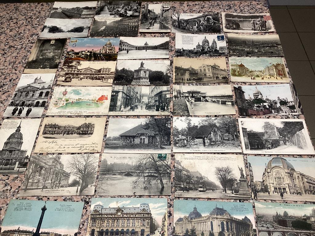 Lot van 34 oude postkaarten PARIJS, Verzamelen, Ophalen of Verzenden, Voor 1920, Gelopen, Frankrijk