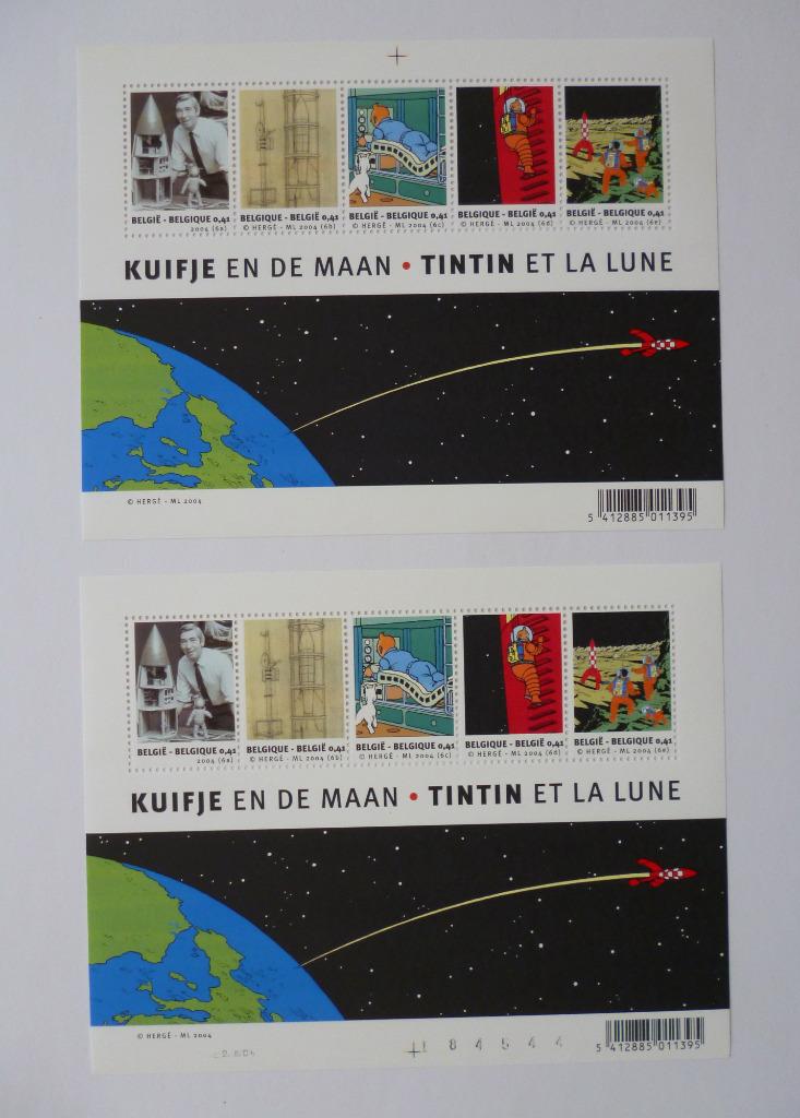 2 feuillets edition speciale 5 timbres "tintin et la lune", Collections, Personnages de BD, Enlèvement ou Envoi, Tintin, Neuf