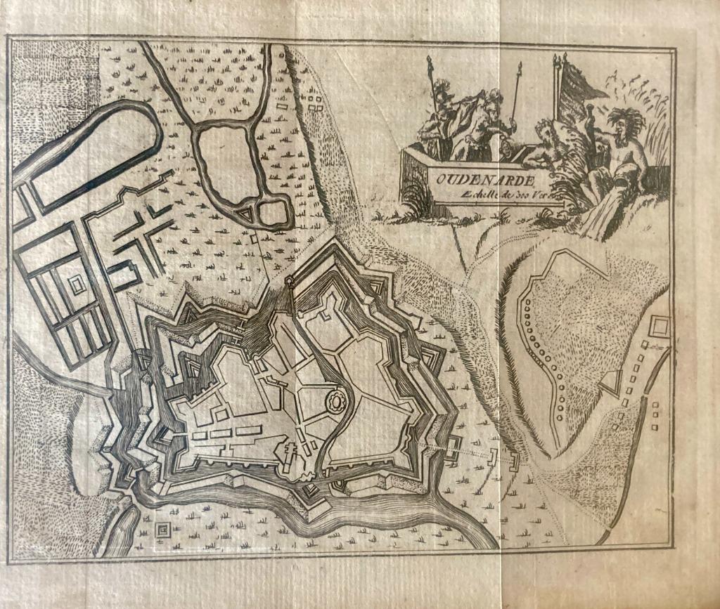 Vestingsplan Oudenaarde uit 1750 – Spanoghe/Harrewijn, Antiek en Kunst, Kunst | Etsen en Gravures, Gravure, Blanco verso, Met tekst