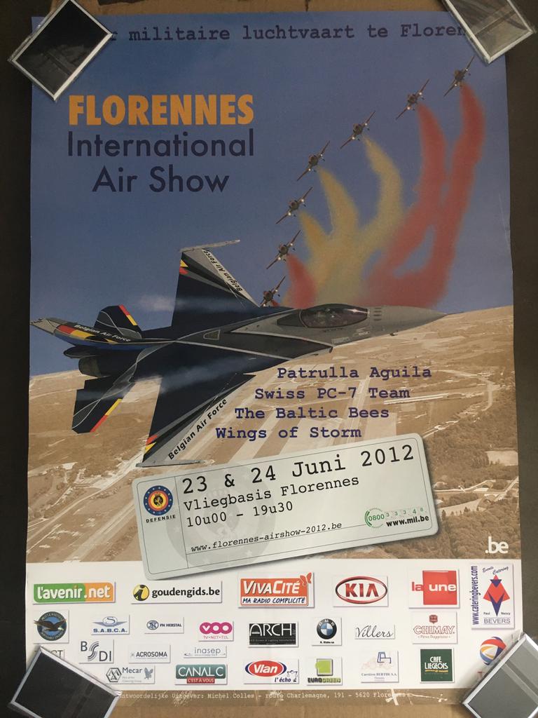 Poster  :  Florennes - F16  -  2012 - Demo display., Ophalen of Verzenden, Nieuw, Kaart, Foto of Prent