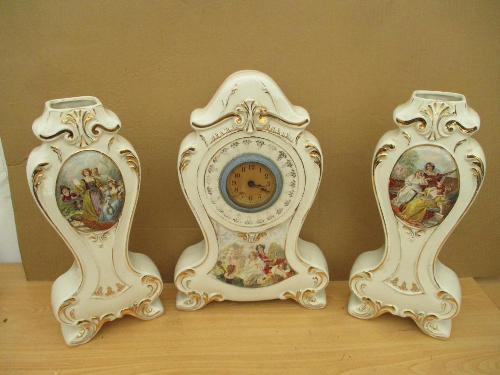zeer mooie oude tafelklok set , antieke schouwklok, Ophalen of Verzenden
