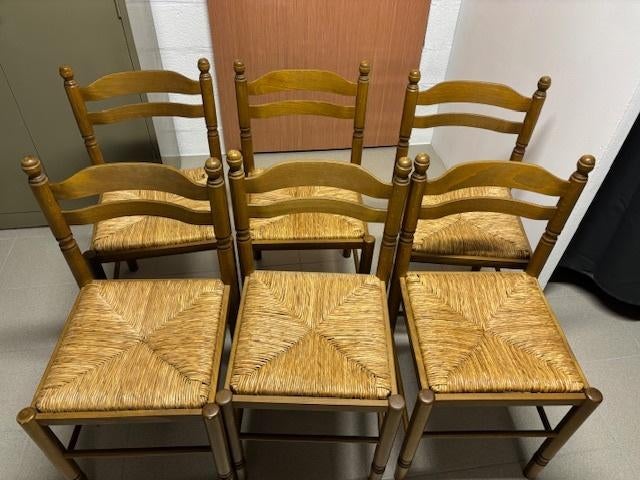 6 chaises en bois, Maison & Meubles, Enlèvement, Utilisé, Brun, Bois