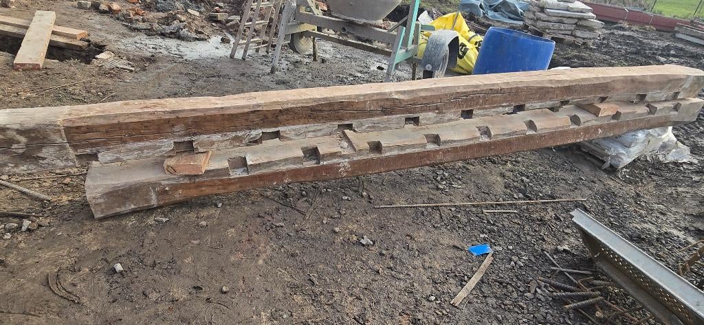 2 poutres anciennes en chêne massif – 22/22 – 4,50 m, Enlèvement, Utilisé