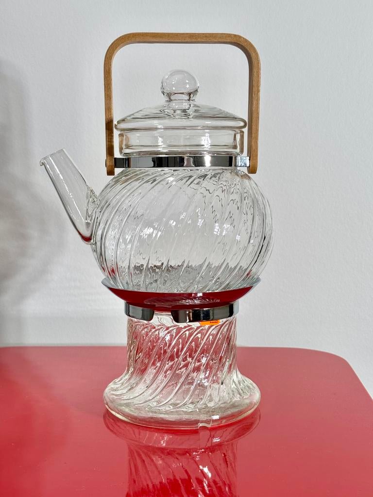 glazen theepot met verwarmer - zweedse vintage, Antiek en Kunst, Ophalen