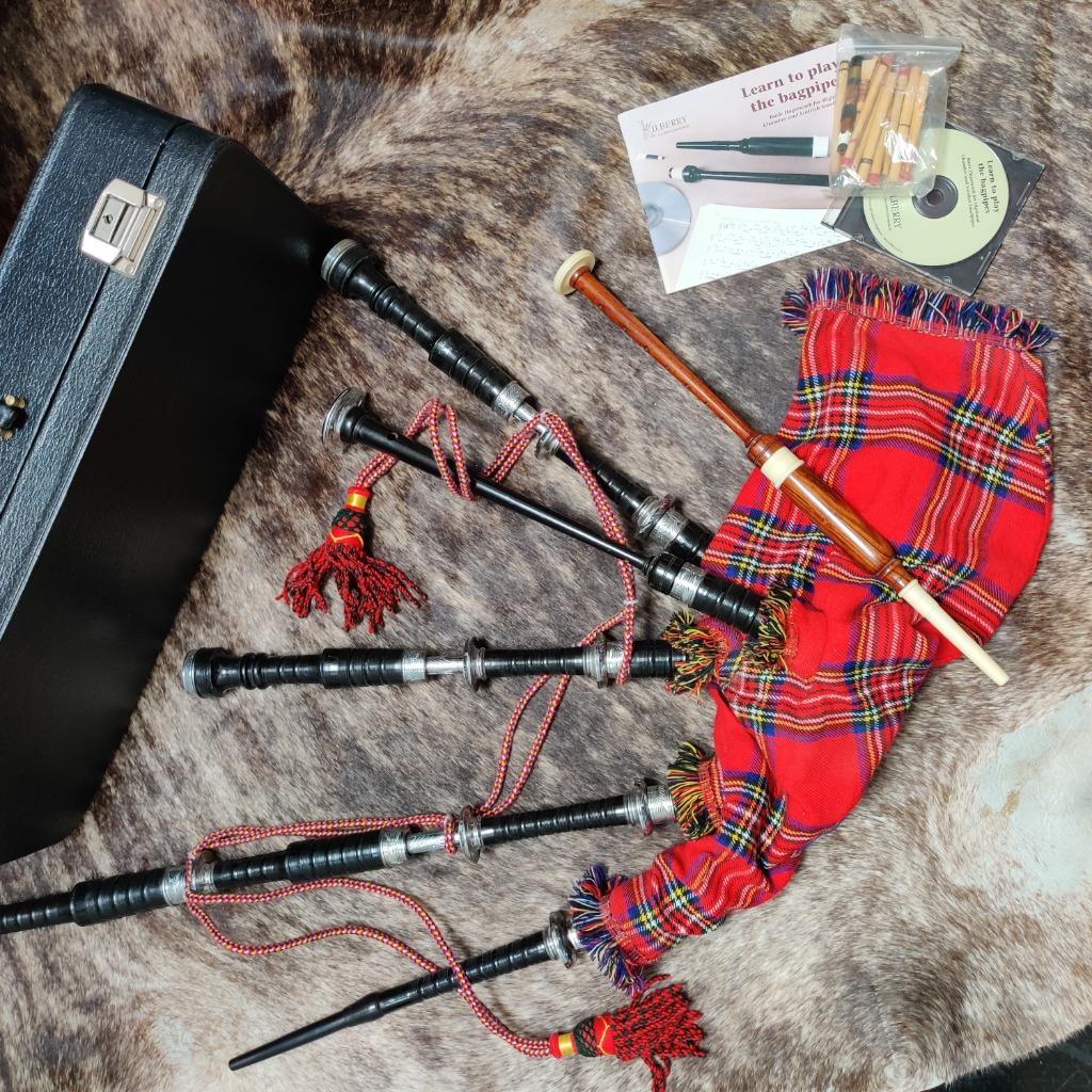 Scottish Royal Stewart Tartan Bagpipe, Musique & Instruments, Instruments à vent | Autre, Enlèvement, Comme neuf, Autres, Avec valise ou sac