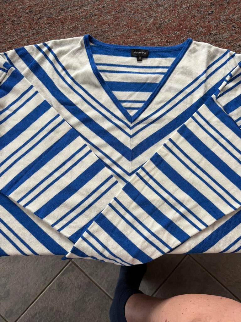 Mayerline trui oceaan blauw / wit, Enlèvement ou Envoi, Taille 46/48 (XL) ou plus grande, Bleu